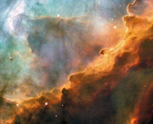 OMEGA SWAN NEBULA, NASA Hubble Deep Space Repro Rolled CANVAS PRINT 29x24 in.