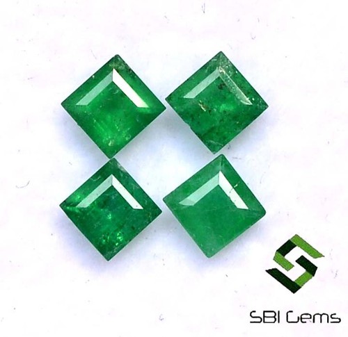 3.25 mm Natural Emerald Square Cut Lot 04 Pcs 0.88 CTS Untreated Loose Gemstones - Picture 2 of 5