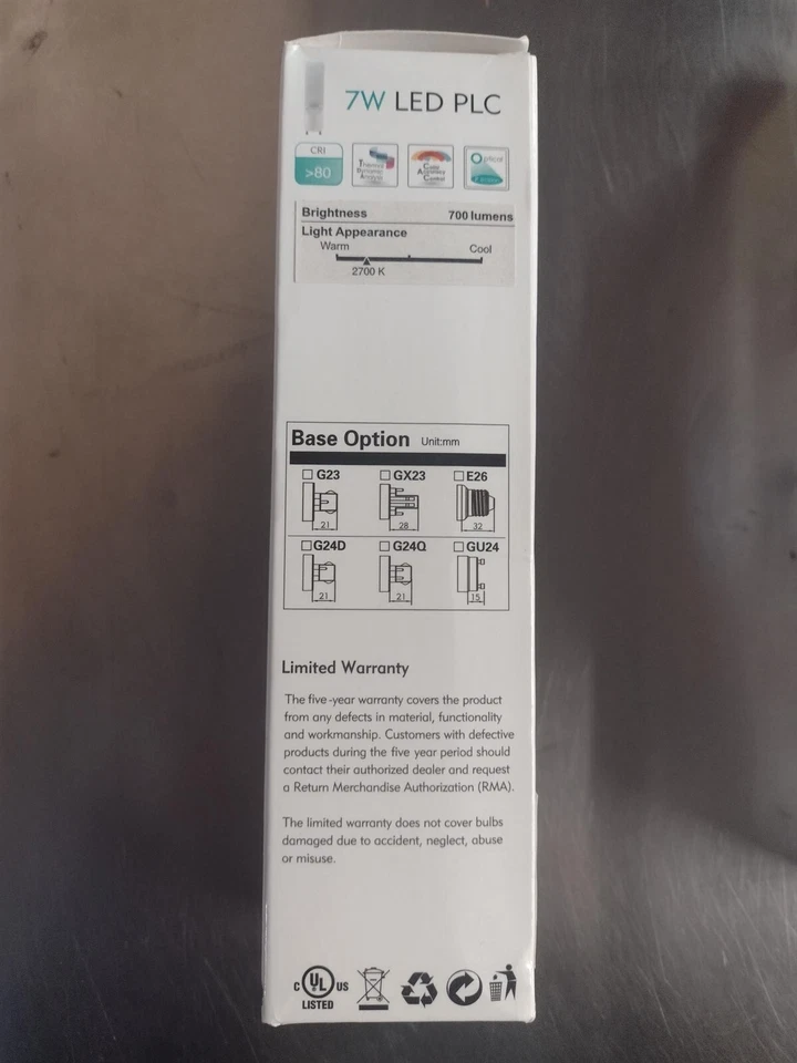 LEDi2 I2-V-PLC-7WGU242700K 7 Watt 60Hz 2700 Kelvin PLC LED Lamp with GU24 Base - Image 4 of 4