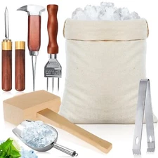 Ice Pick Set of 7 - Stainless Steel Ice Chipper Tea Knife with Wooden Handle ...