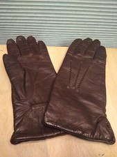 Vintage Superb Italian Womens Brown Leather Lined Gloves Sz 6 1/2 Hand Cut Soft