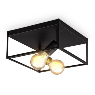 2 Wege Decken Leuchte Käfig Vintage Lampe Industrial Retro Draht E27 schwarz Metall