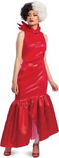 Cruella Live Action Red Dress Classic Movie Fancy Dress Halloween Adult Costume