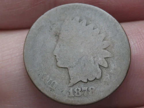 1878 Indian Head Cent Penny- About Good Details, Chocolate Brown