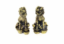 Pieniądze Smok na cokole 1 para piękna mosiężna figurka długość 5 cm XI-T-01