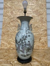 ANCIEN VASE LAMPE PORCELAINE CHINOISE FIN XIXEME DÉBUT XXEME 