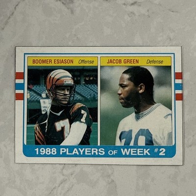1989 Topps Boomer Esiason Jacob Green #B Players Of The Week 2 Box Bottom NFL