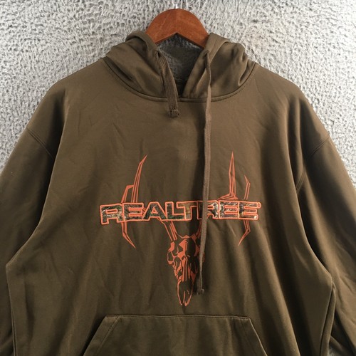 Realtree Mountainaire Graphic Print Hoodie & Sweatshirt Mens L Brown Long Sleeve - Picture 2 of 15