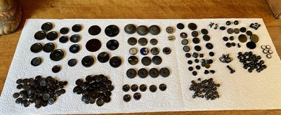 Vintage Black Buttons Various Styles~Shapes & Material~Some Stamped