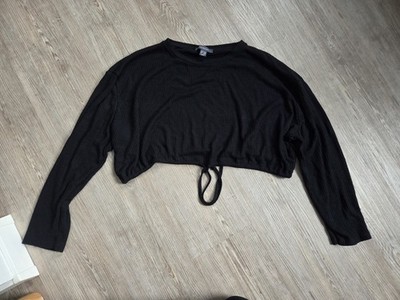 Primark L Cropped Crop Pullover Sweater schwarz Feinrip