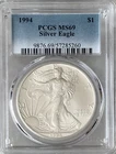 1994 $1 American Silver Eagle PCGS MS69 ASE 1 Troy Oz .999 Silver Bullion Coin