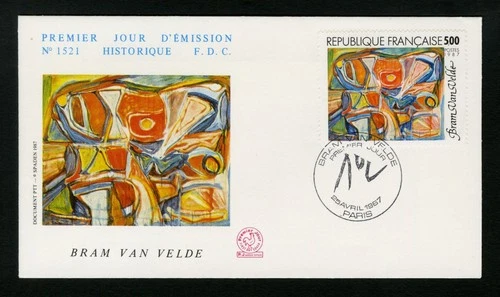 France FDC sc 2038 SG 2773 Bram Van Velde Painting First Day Cover 1987