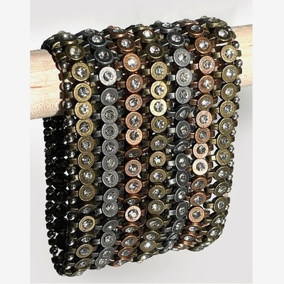 Roxanne Assoulin Multi-Row Stretch Cuff Bracelet mixed-metal & crystals