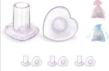 New 6 Pairs Women's High Heel Protectors Heart Shaped Clear Purple Heel Stoppers