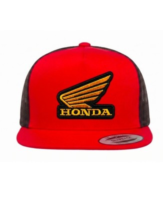 NEW KUSTOM HATZ HONDA RACING PATCH TRUCKER SNAPBACK HAT RED / BLACK LIMITED