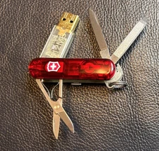Victorinox SWISSBIT 512MB Swiss Army Knife - Transparent -  Ruby Red - 58mm