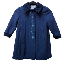Vintage Rothschild Girls 100 wool blue winter coat with velvet cuffs. Sz 4