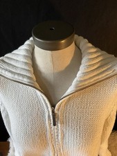 Eddie Bauer Zip Front Sweater IVORY Sz XL