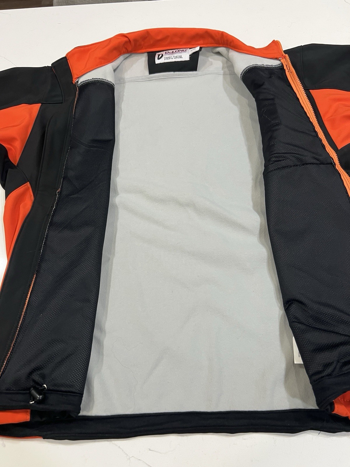DeLong Athletic Softshell Jacket Large Black Oran… - image 8