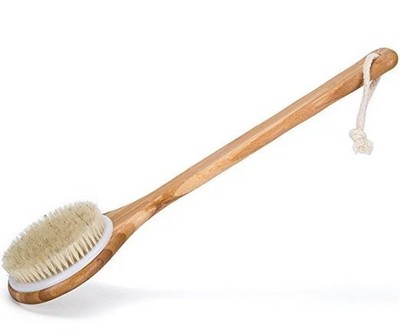 Natural Bristle Body Brush Wooden Dry Brush Shower Exfoliator Back Scrubber Tool