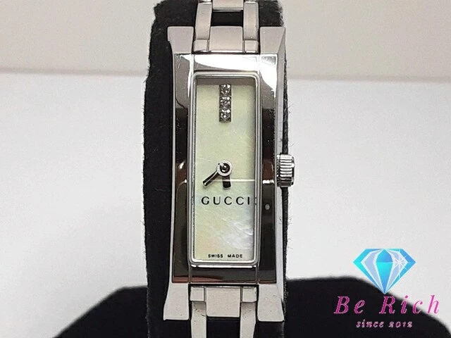 Gucci G Line 110 3P Diamond Shell Silver Ss analogique Qz Qz carré rectangulaire