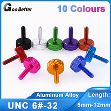 UNC 6-32 x 5-12mm Aluminum Alloy Knurled Thumb Screw Flat Hand Grip Knob Bolts