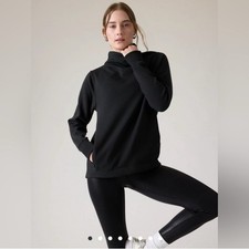 Athleta Cozy Karma Twist Neck Sweatshirt Black Women  s XS