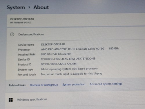 14INCH HP PROBOOK 645 G2 AMD A10-8700B R6 8GB DDR4 256GB NVMe SSD WIN 11 PRO - Picture 5 of 15