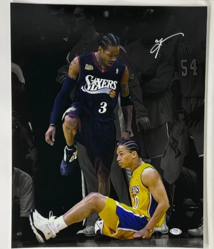 Allen Iverson Signed The Step Over 16x20 Philadelphia 76ers Photo PSA 267