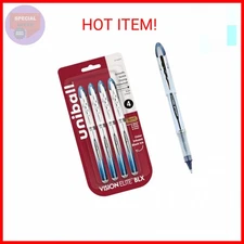 uniball Vision Elite BLX Rollerball Pens, Bold Point (0.8mm), Blue BLX Ink, 4 Pa