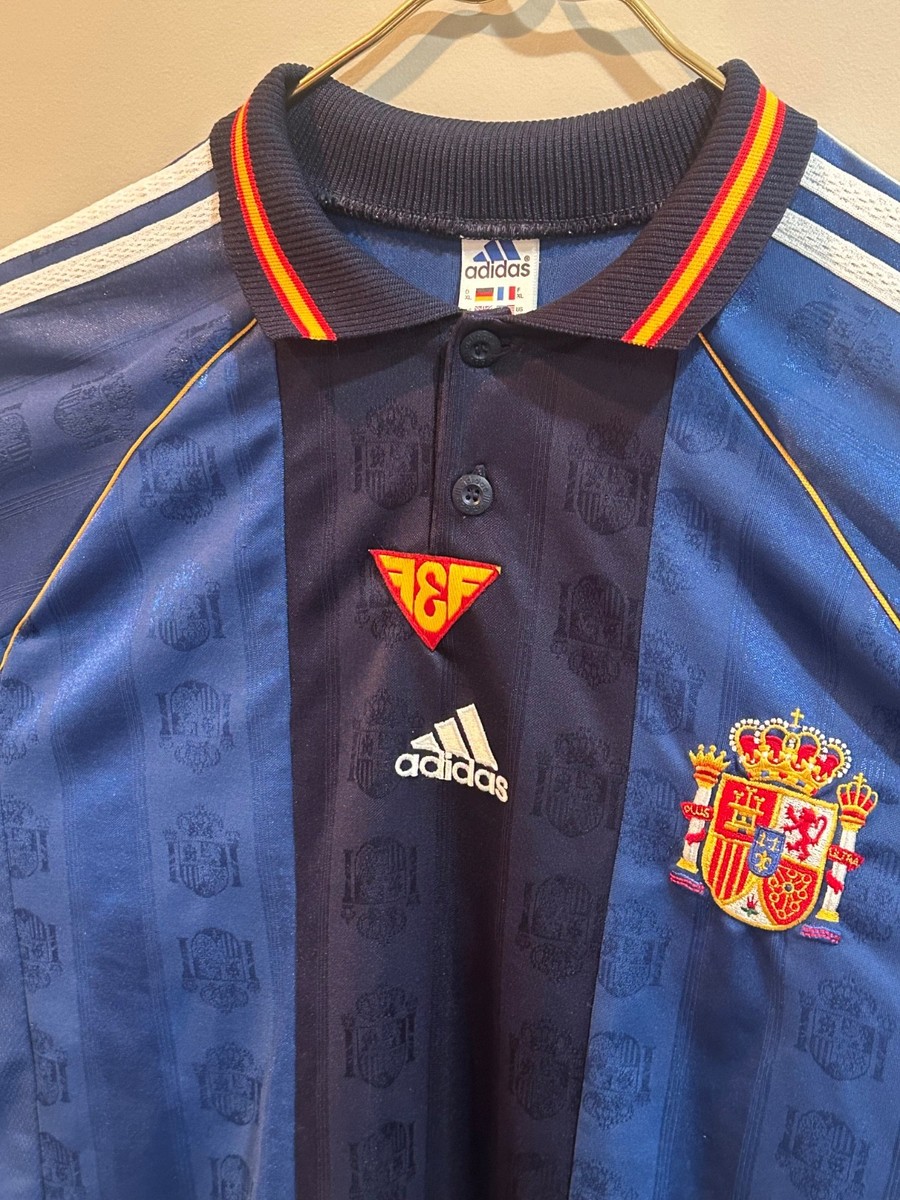 専用90s  soccer SPAIN game shirts VTG 90s/Y2K Adidas SPAIN National Team 1999/2000 AWAY Soccer