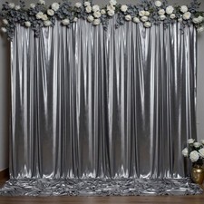 Thick 10 ft x 10 ft Black Silver Sequin Backdrop Curtain for Parties Wrinkle ...