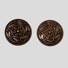 1990 Click It Button Covers Set of 2 Round Brass Tone Vintage Filigree Design