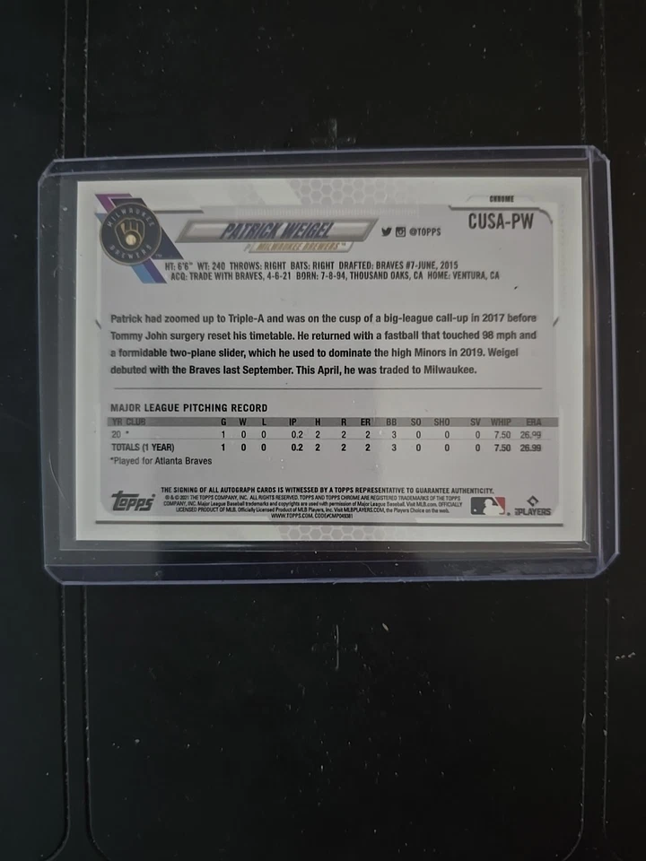 2021 Topps Chrome Update Series - Target Chrome Autographs Patrick Weigel... - Image 2 of 2