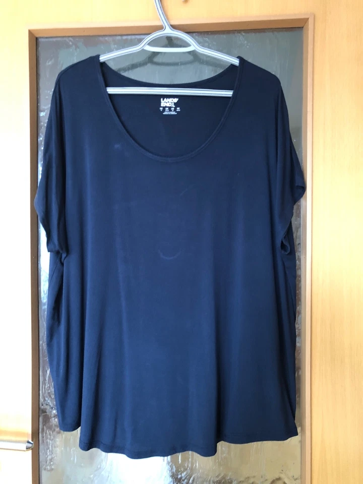 LANDS' END - Damen T-Shirt Kurzarm Plus-Size 2X (52/54) dunkelblau uni - Bild 2 von 3
