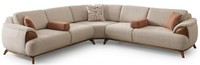 Ecksofa Beige Farbe Moderner Stil Holzbeine Weiche Armlehnen Modular