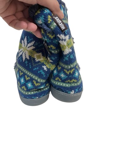 Muk Luks Damengröße Large 9-10 blau Stiefel Bootie Hausschuhe Fell gefüttert - Bild 4 von 7