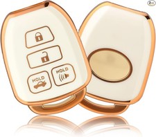 Key Fob Cover, Car Key Case for Corolla 2014-2019 Camry 2014-2017 Gold White