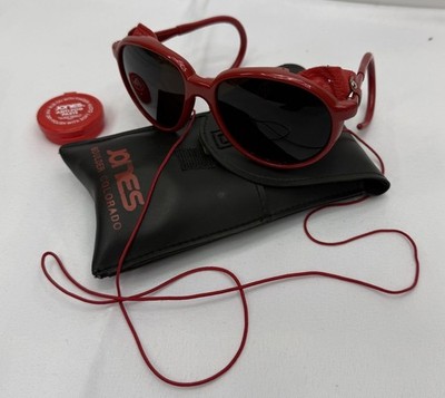 JONES of BOULDER Climbing Expedition SUNGLASSES W/CASE Leather AVIATOR C360 Red