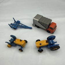 Lot Of 4 MATCHBOX LESNEY 2  #39 Ford Tractors With Trailer & Refuse Truck #7