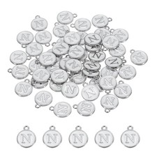 50 Pcs Alphabet N Enamel Letter Charm Enamel Initial Charm White
