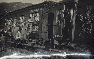 Extremely RARE Holocaust train station German troops original vintage photo A3