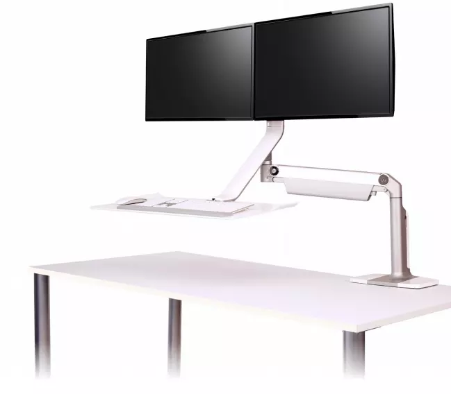 Humanscale Quickstand Lite Dual Monitor Arm With Keyboard Tray