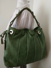 Michele Large Green Distressed Leather Hobo Handbag