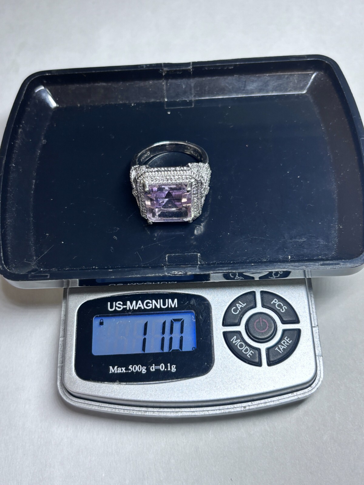 Sterling Silver Large Purple Gemstone Cocktail Ri… - image 6