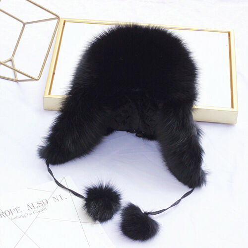 Unisex Real Fox Fur Hat Russia Ushanka Trapper Hunter Hat Earflap Outdoor Cap - Picture 11 of 14