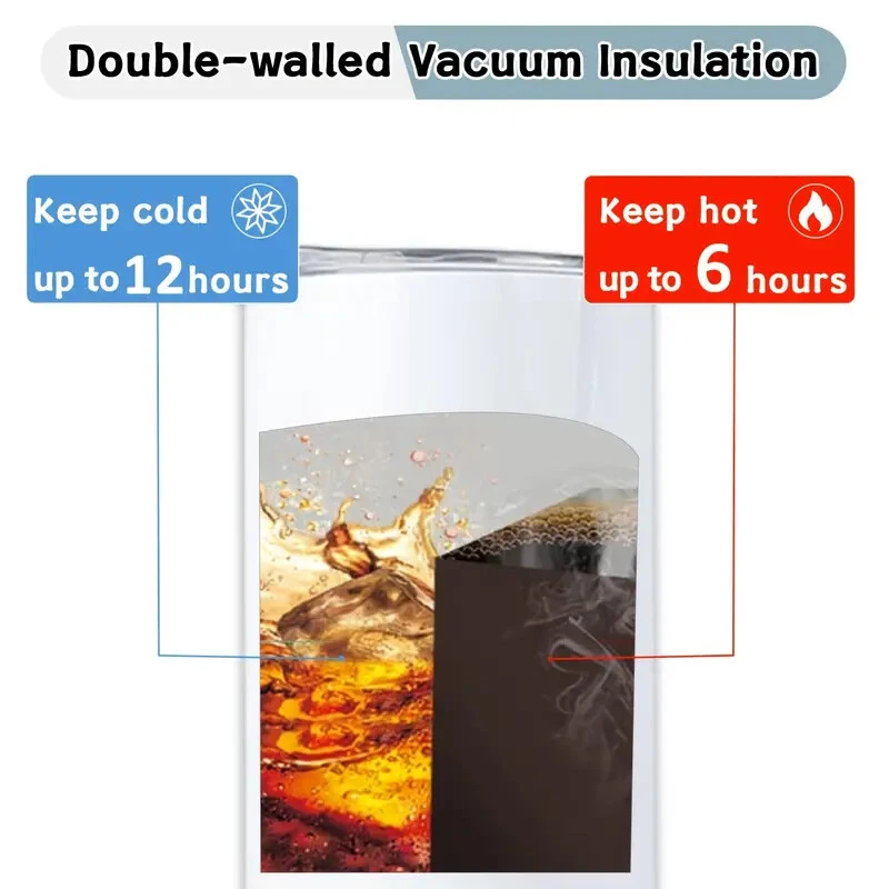 Tumbler Skinny  20oz With Lid & Straw  Energy Drink Red Bull Sugar Free Hennessy