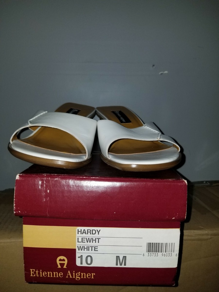 Etienne Aigner Hardy Lewht White Women Slip On Sandals Sz10M | eBay