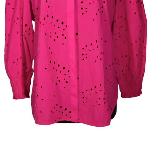 Chico's Women's Shirt Button Up Pink Floral Eyelet Puff Sleeve Top 4 US XXL/20 - Picture 6 of 9