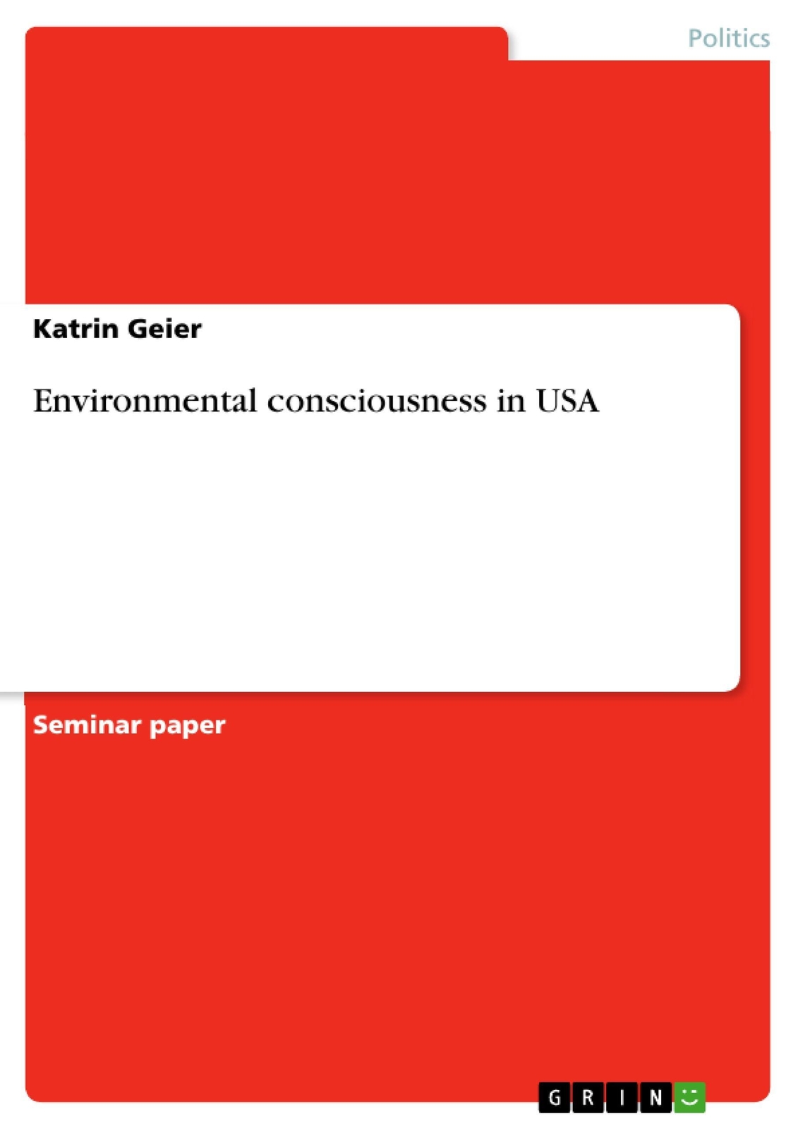 Thumbnail - Katrin Geier | Environmental Consciousness In Usa | Taschenbuch |